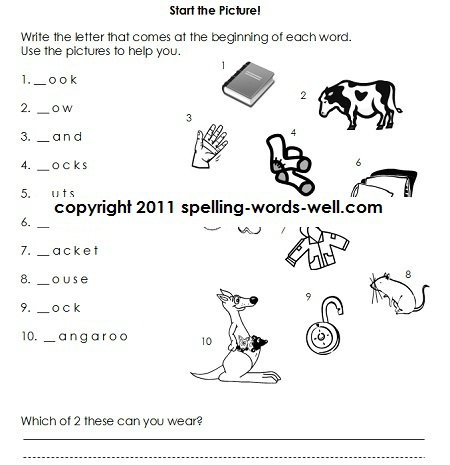 Worksheets For First Grade Spelling Practice