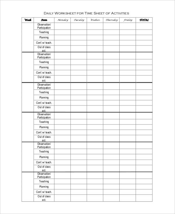 10+ Worksheet Templates