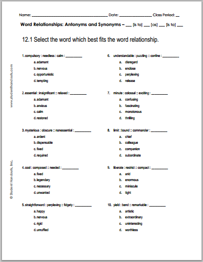 12 1 Word Relationships