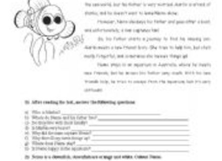 15 Best Images Of Finding Nemo Worksheets With Answer Key, Finding