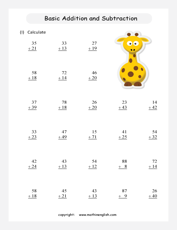 4 Pages Of Addition And Subtraction Practice Material With Numbers