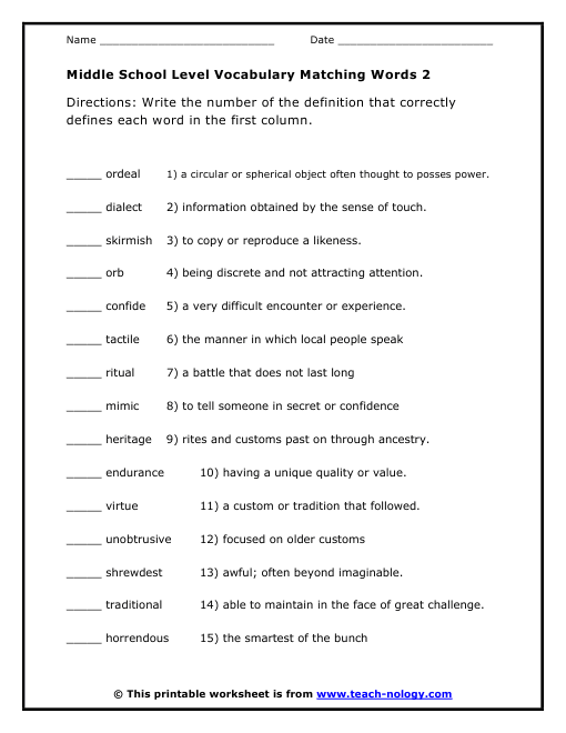 Activity Worksheets For Middle School Free Worksheets Library