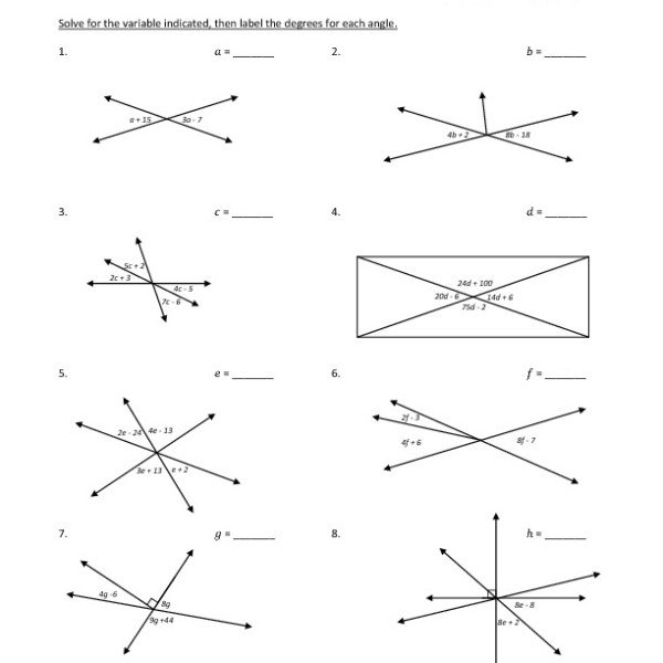 Adjacent And Vertical Angles Worksheet Free Worksheets Library