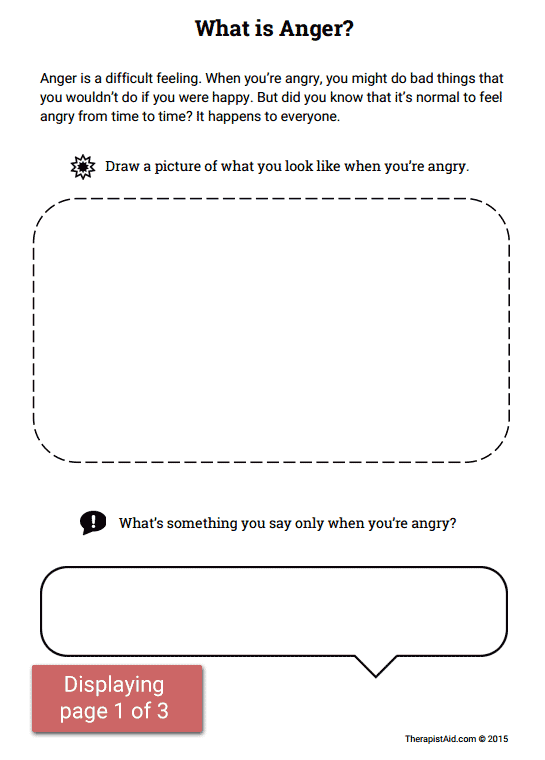 Anger Worksheets For Kids