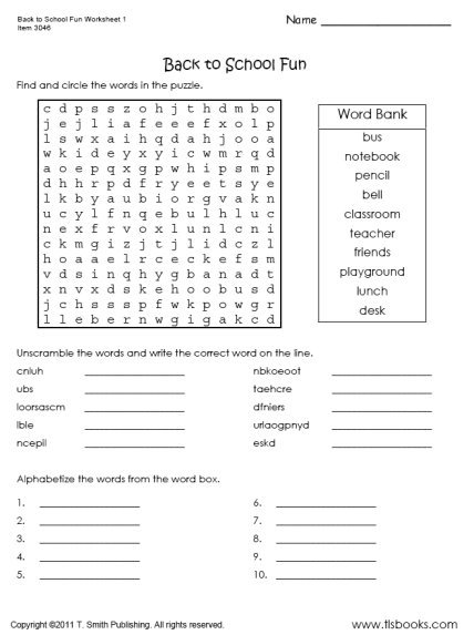 Back To School Fun Worksheet 1