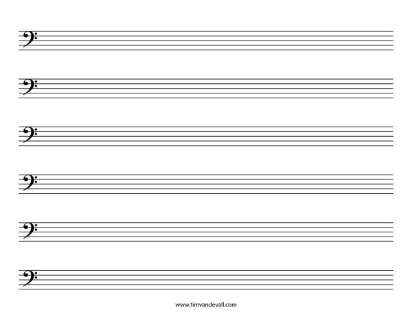 Blank Bass Clef Staff Paper