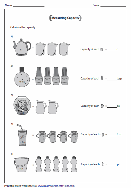 Capacity Worksheets