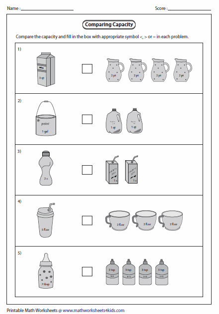 Capacity Worksheets