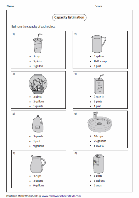 Capacity Worksheets