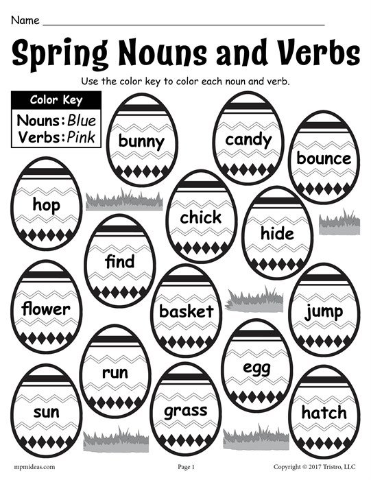 Color The Spring Nouns And Verbs