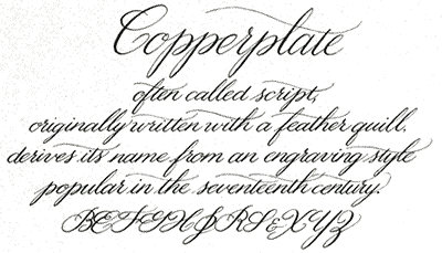 Copper Plate Handwriting