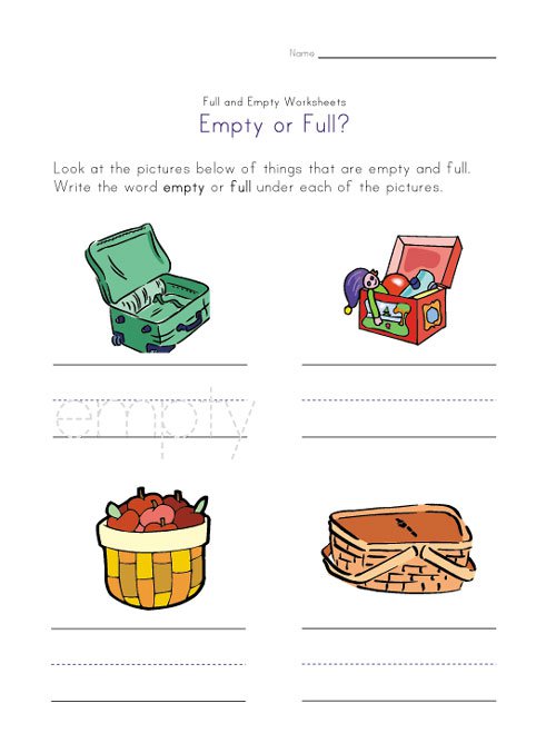 Empty Or Full Worksheet