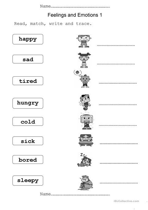 Feelings And Emotions Worksheet