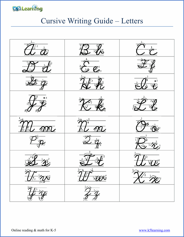 Free Cursive Writing Worksheets