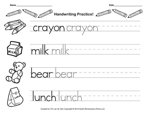 Free Handwriting Practice Paper For Kids