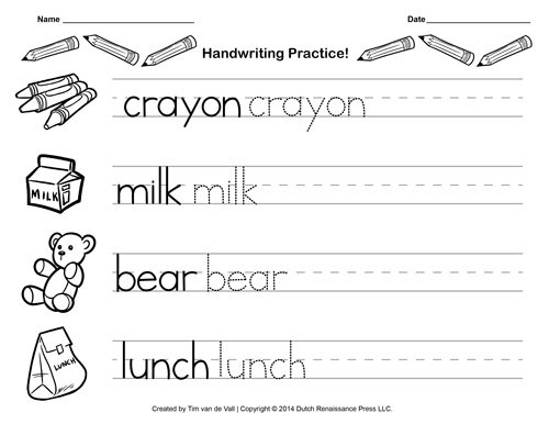 Free Handwriting Practice Paper For Kids