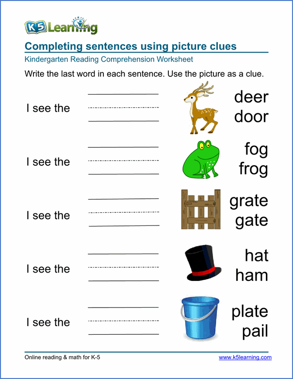 Free Preschool & Kindergarten Reading Comprehension Worksheets