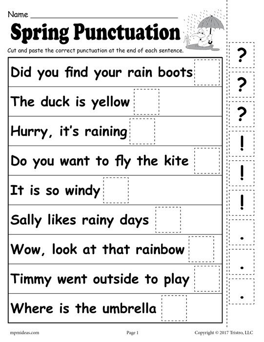 Free Printable Spring Punctuation Worksheet!