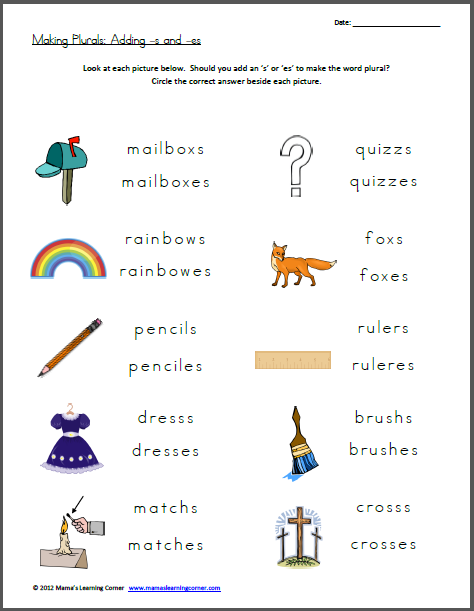 Free Worksheet  Making Plurals  Add