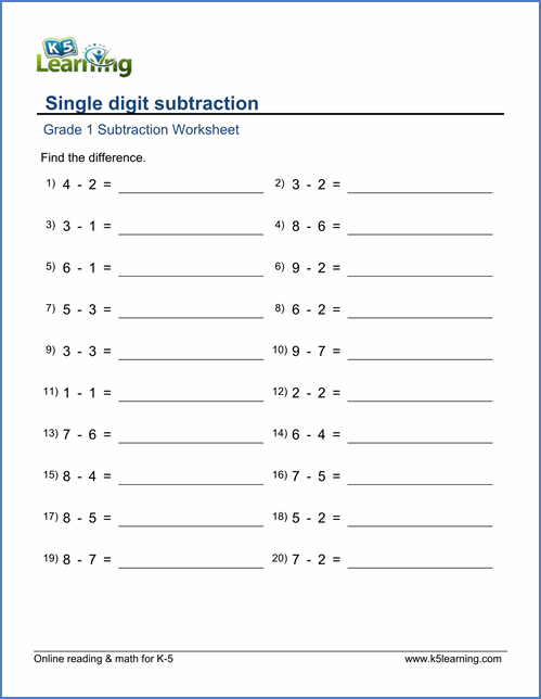 Grade 1 Math Worksheet
