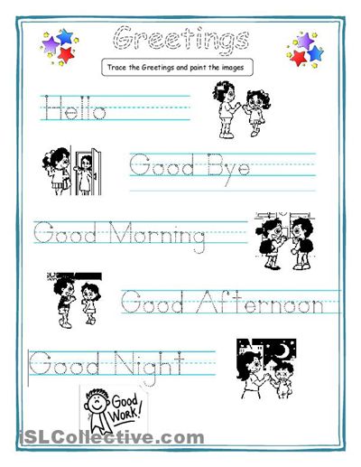 Greetings For Kids Worksheet