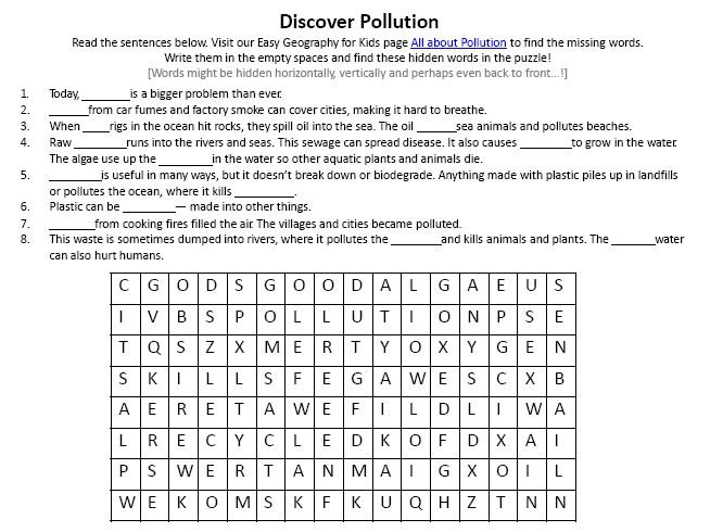 Image Of Pollution Worksheet