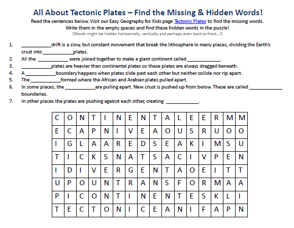 Image Of Tectonic Plates Worksheet