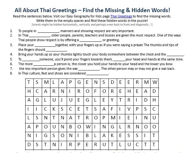 Image Of Thai Greetings Worksheet
