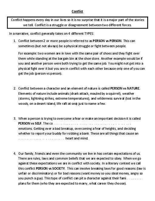Literary Conflict Worksheet Free Worksheets Library