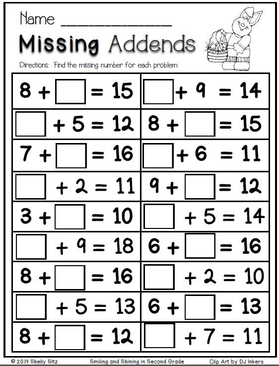 Missing Addend Worksheets First Grade Free Worksheets Library