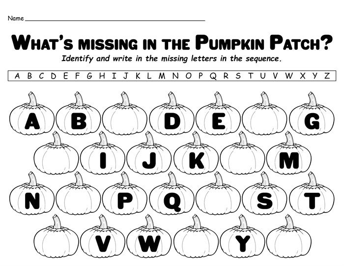 Missing Letters In The Pumpkin Patch  Free Printable Alphabet