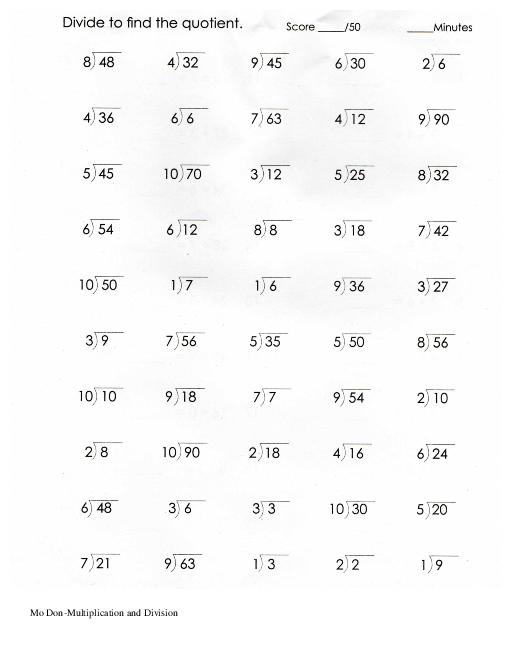 Multiplication And Division Worksheets 3rd Grade Free Worksheets