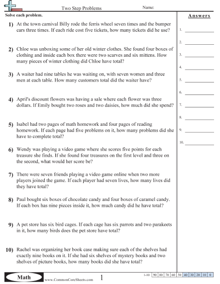 Multistep Worksheets