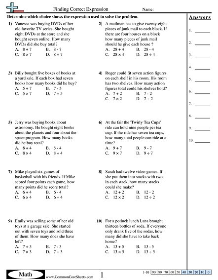 Multistep Worksheets