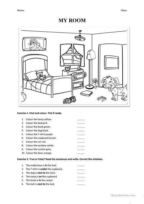 My Room Worksheet