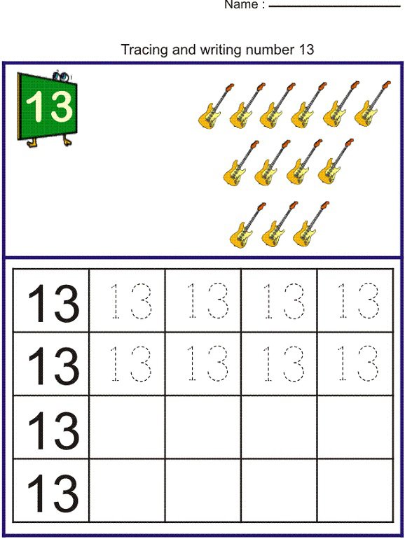 Number 13 Worksheets To Print