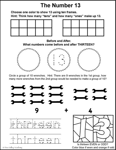 Number Bonds To 13 Free Math Worksheets