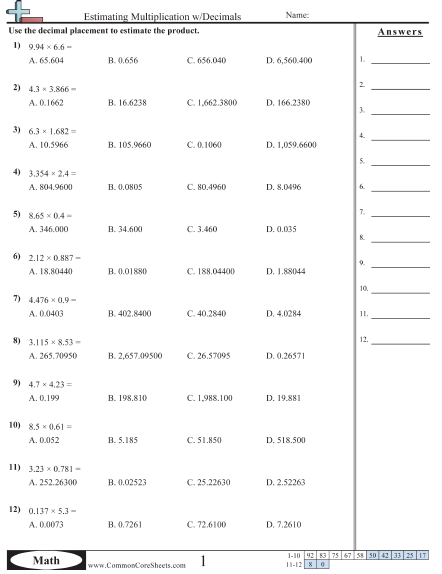 Operations With Decimals Worksheet Free Worksheets Library