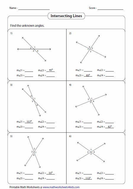 Pairs Of Angles Worksheets