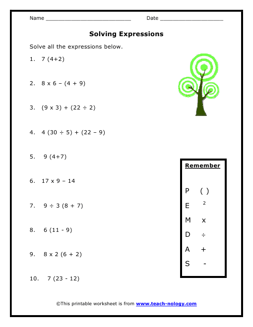 Pemdas Worksheet Free Worksheets Library