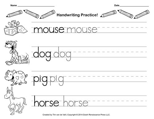 Practice Writing Words For Kindergarten
