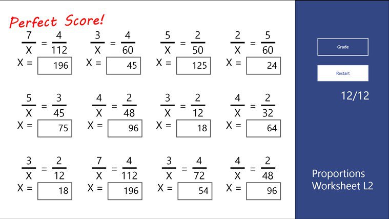 Proportions Worksheet L2