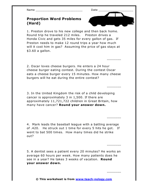 Solving Proportions Word Problems Worksheet Free Worksheets | Free ...