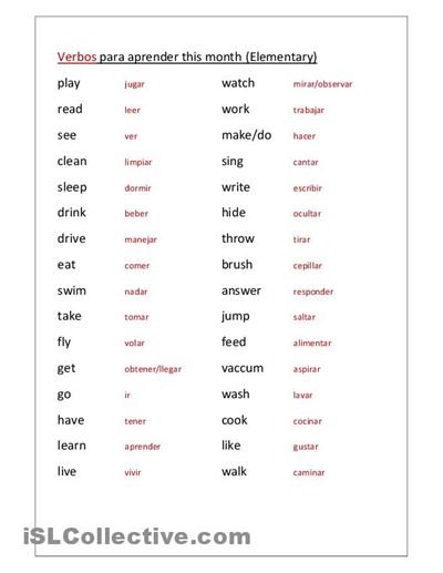 Spanish Worksheets Printables