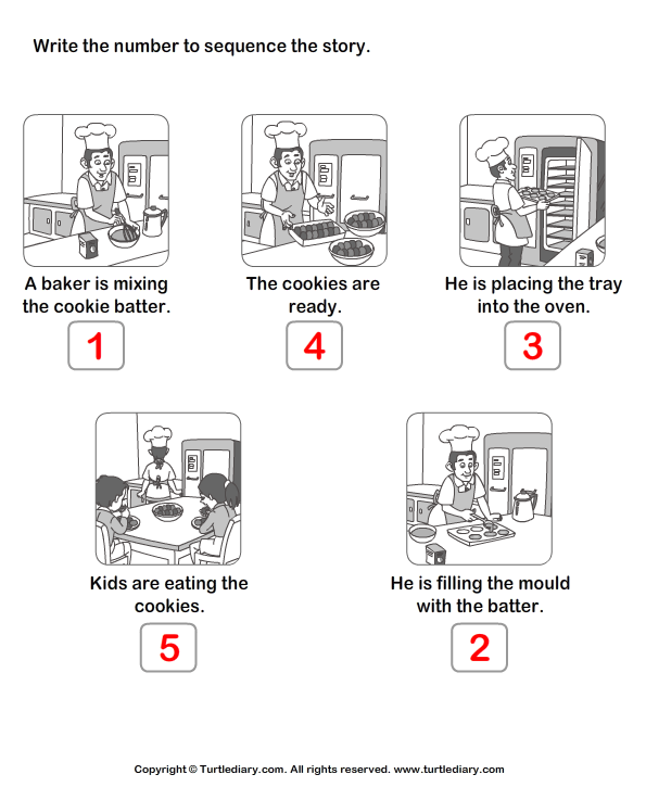 Story Sequencing Baker And Cookie Worksheet