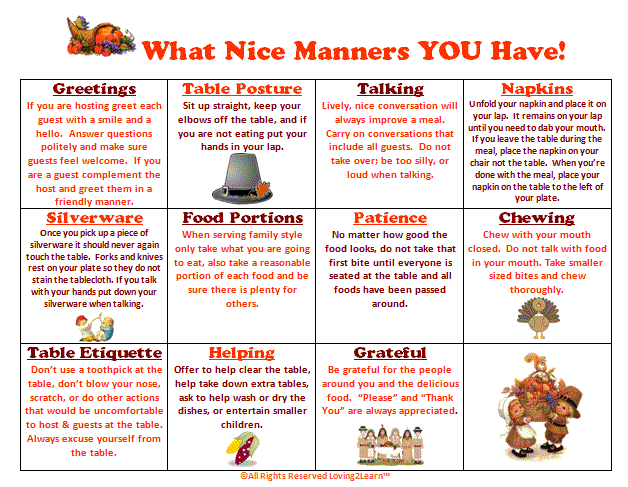 Table Manners For Kids Worksheets Free Worksheets Library