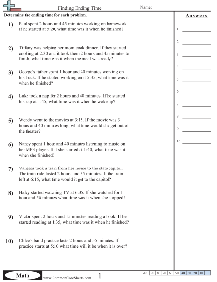 Time Worksheets