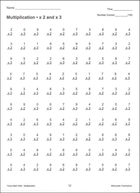 Timed Math Drills