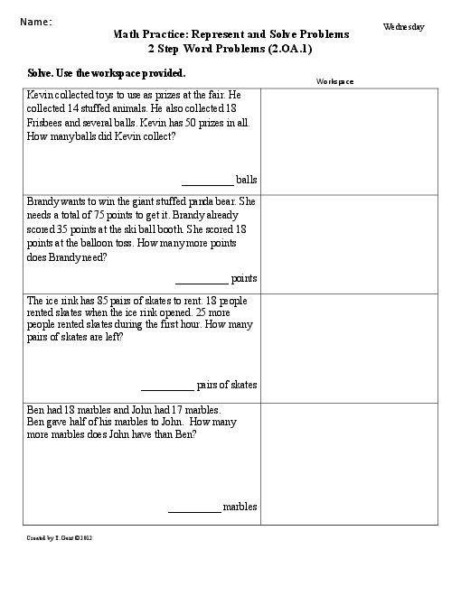 Two Step Word Problems 3rd Grade Worksheets Free Worksheets