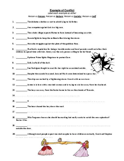 Types Of Conflict Examples Worksheet